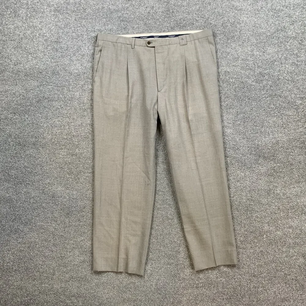 Vintage Burberry Pants Mens *40 Gray Hayden Wool Blend Pleated Business Dress